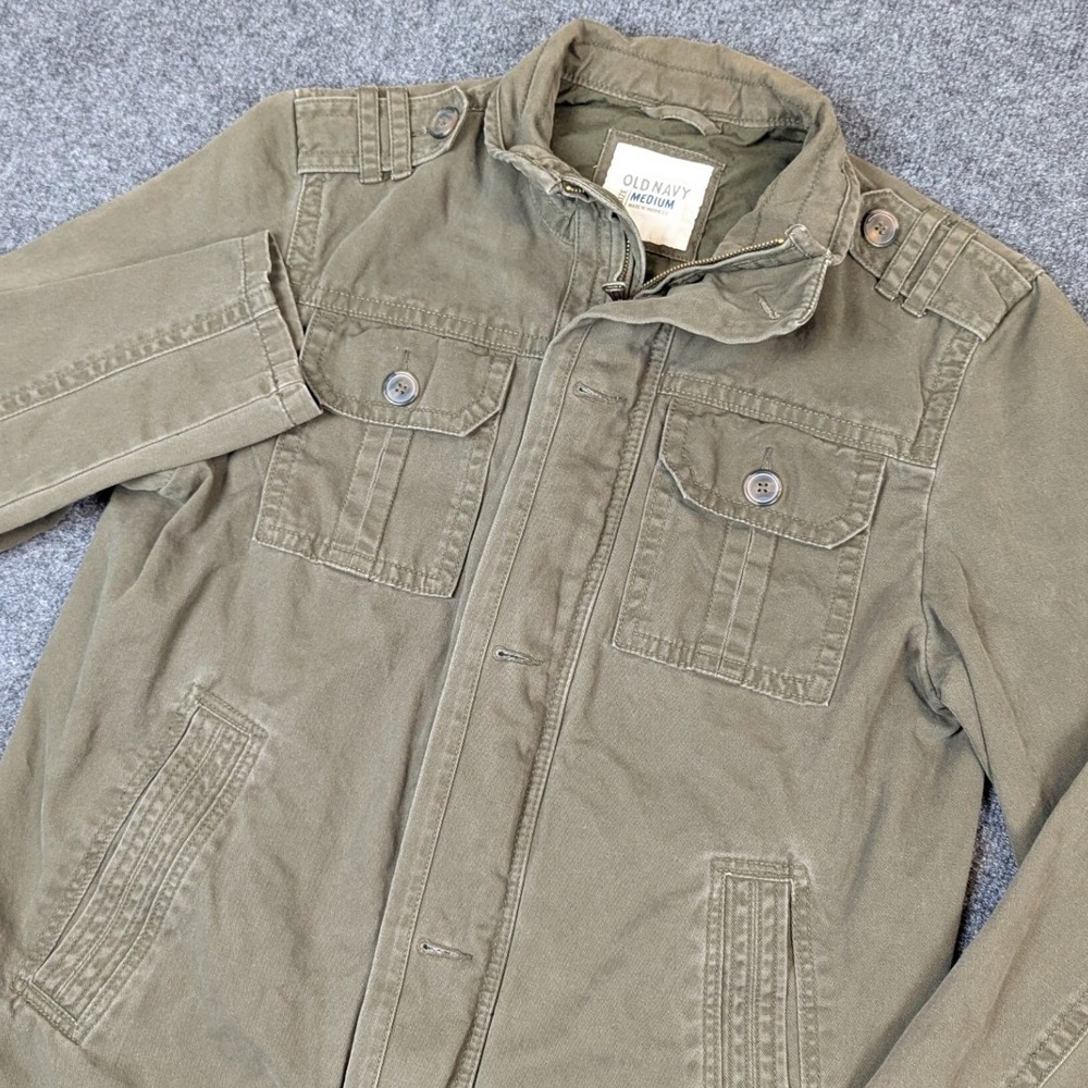 Old Navy Mens Medium Olive Green Military Field Jacket Utility Cotton Twill 2011